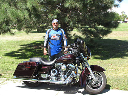 James with his motorcycle